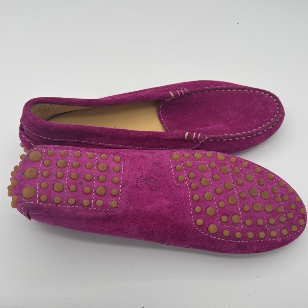 M.Gemi Felize Loafers Sz 38 Magenta Suede Driving Moccasins Italian Quiet Luxury - Picture 9 of 9
